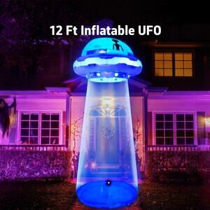 12FT Halloween Inflatable UFO Alien LED Lighted Yard Decoration Blow Up Outdoor
